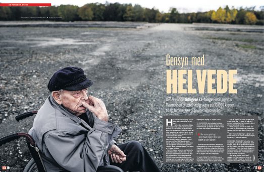 The former concentration camp prisoner 94-year-old Frede Agerbo reunited with "Hell", Buchenwald concentration camp in 2013. © Photo: Ole Steen / Ekstra Bladet / Scanpix