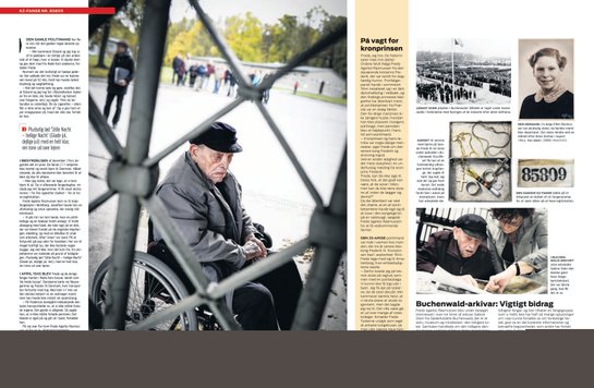 The former concentration camp prisoner 94-year-old Frede Agerbo reunited with "Hell", Buchenwald concentration camp in 2013. © Photo: Ole Steen / Ekstra Bladet / Scanpix